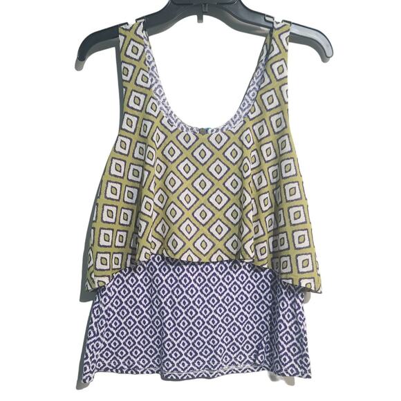 Anthropologie Meadow Rue Throughway Layered Tank Top Green Blue Size S - Picture 2 of 5